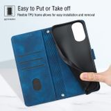 Peňaženkové kožené puzdro Skin-feel Embossed Line na Moto E32 - Modrá