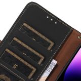 Peňaženkové kožené puzdro RFID Genuine Leather na Moto G73 5G - Čierna