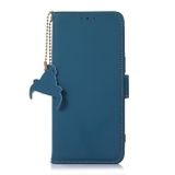 Peňaženkové kožené puzdro RFID Genuine Leather na Moto G73 5G - Modrá