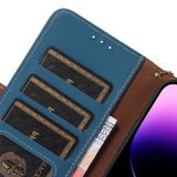 Peňaženkové kožené puzdro RFID Genuine Leather na Moto G73 5G - Modrá