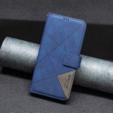 Peňaženkové kožené puzdro Rhombus Buckle na Xiaomi Redmi 13C - Modrá