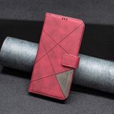 Peňaženkové kožené puzdro Rhombus Buckle na Xiaomi Redmi 13C - Červená
