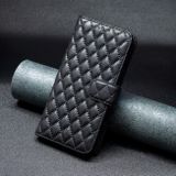 Peňaženkové kožené puzdro Diamond Lattice na Xiaomi Redmi 12 - Čierna