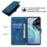 Peňaženkové kožené puzdro Embossed na Motorola Moto G72 - Modrá