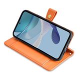 Peňaženkové kožené puzdro Cross-body Zipper na Moto G73 5G - Oranžová