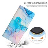 Peňaženkové kožené puzdro Crossbody Painted Marble na Moto G73 5G - Ružovo zelená