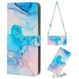 Peňaženkové kožené puzdro Crossbody Painted Marble na Moto G73 5G - Ružovo zelená