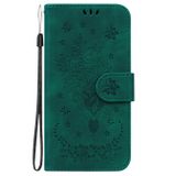 Peňaženkové kožené puzdro Butterfly Rose Embossed na Moto G73 5G - Zelená