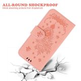 Peňaženkové kožené puzdro Butterfly Rose Embossed na Moto G73 5G - Ružová