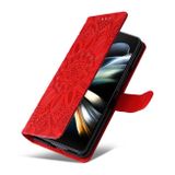 Peňaženkové kožené puzdro Sunflower na Samsung Galaxy Z Fold4 - Červená