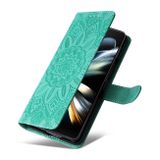 Peňaženkové kožené puzdro Sunflower na Samsung Galaxy Z Fold4 - Tyrkysová