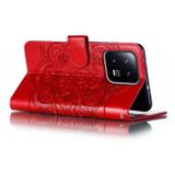 Peňaženkové kožené puzdro MANDALA na Xiaomi 13 – Červená
