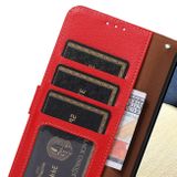 Peňaženkové kožené puzdro KHAZNEH Litchi Texture na Moto G84 - Červená