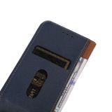 Peňaženkové kožené puzdro KHAZNAH Nappa na Motorola Moto G34 5G - Modrá