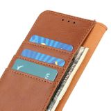 Peňaženkové kožené puzdro KHAZNEH Cowhide Texture na Samsung Galaxy A05s - Hnedá