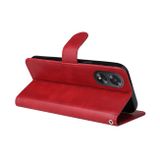 Peňaženkové kožené puzdro Calf Texture na Oppo A38 - Červená