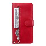 Peňaženkové kožené puzdro Calf Zipper na OPPO Reno10 5G/10 Pro 5G - Červená