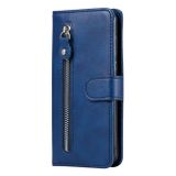 Peňaženkové kožené puzdro Calf Zipper na Oppo A38 - Modrá