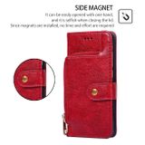 Peňaženkové kožené puzdro Zipper Bag na OPPO Reno11 F 5G - Červená