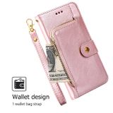 Peňaženkové kožené puzdro Zipper Bag na OPPO Reno11 F 5G - Ružové zlato