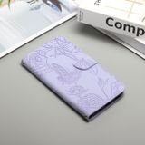 Peňaženkové kožené puzdro Butterfly Embossed na OPPO Reno11 F 5G - Fialová