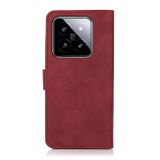 Peňaženkové kožené puzdro KHAZNEH Matte na Xiaomi 14 - Červená
