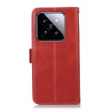 Peňaženkové kožené puzdro Crazy Horse Top na Xiaomi 14 Pro - Červená