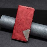 Peňaženkové kožené puzdro Rhombus Texture na Xiaomi 13T / 13T Pro - Červená