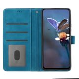 Peňaženkové kožené puzdro Flower Embossing na Galaxy A15 4G/ 5G - Modrá