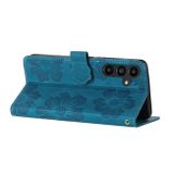 Peňaženkové kožené puzdro Flower Embossing na Galaxy A15 4G/ 5G - Modrá