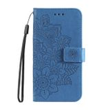Peňaženkové kožené puzdro 7-petals Texture na Xiaomi 13T / 13T Pro - Modrá