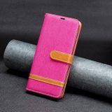 Peňaženkové kožené puzdro Block Denim na Xiaomi Redmi 13C - Ružová
