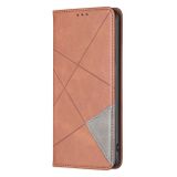 Peňaženkové kožené puzdro Rhombus Texture na Motorola Edge 40 - Hnedá
