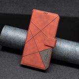 Peňaženkové kožené puzdro Magnetic Buckle Rhombus na Motorola G14 - Hnedá
