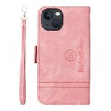 Peňaženkové kožené puzdro BETOPNICE na iPhone 15 - Ružová