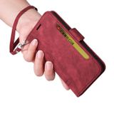 Peňaženkové kožené puzdro BETOPNICE na iPhone 15 Plus – Červená
