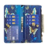 Peňaženkové kožené puzdro Drawing na iPhone 15 - Gold Butterfly