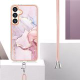 Plastový kryt Marble Lanyard na Samsung Galaxy S24 Plus 5G - Ružové zlato 005