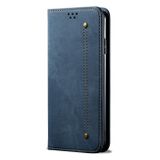 Peňaženkové kožené puzdro Denim Texture na Galaxy A35 5G - Modrá
