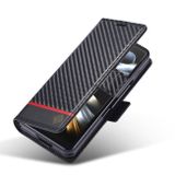 Peňaženkové kožené puzdro LC.IMEEKE Carbon na Samsung Galaxy Z Fold4 - Horizontálna čierna