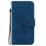 Peňaženkové kožené puzdro Butterfly Rose na Motorola Edge 40 Pro - Modrá