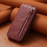 Peňaženkové kožené puzdro Zipper Wallet na Xiaomi Redmi 12 - Červená