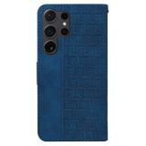Peňaženkové kožené puzdro Geometric na Samsung Galaxy S24 Ultra 5G - Modrá