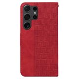 Peňaženkové kožené puzdro Geometric na Samsung Galaxy S24 Ultra 5G - Červená
