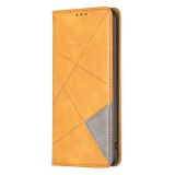 Peňaženkové kožené puzdro Rhombus Texture na Galaxy A35 5G - Žltá