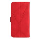 Peňaženkové kožené puzdro Stitching na Oppo A38 - Červená