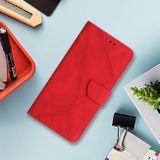 Peňaženkové kožené puzdro Stitching Embossed na OPPO Reno11 F 5G - Červená