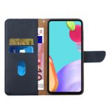 Peňaženkové kožené puzdro Genuine Leather na Galaxy A55 5G - Modrá