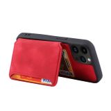 Kožený kryt Card Bag na iPhone 15 Pro - Červená