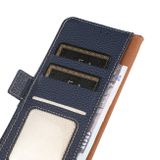 Peňaženkové kožené puzdro KHAZNEH Litchi na Motorola Moto G34 5G - Modrá